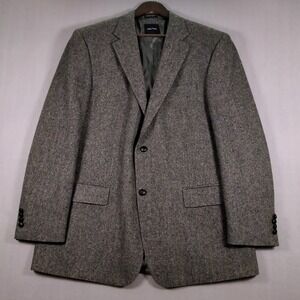 Nautica Mens Tweed Blazer 46L Grey Wool Jacket Sport Coat 2 Button